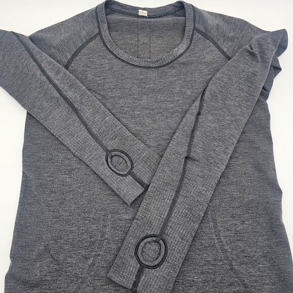 Lululemon Swiftly Tech Long Sleeve Crew Heathered Dark Slate Size 8 Hip Length - Picture 11 of 16
